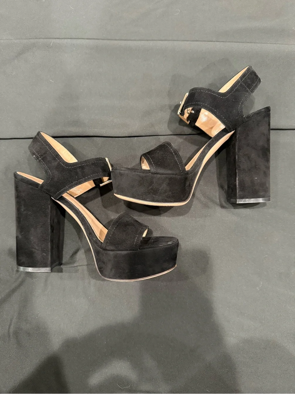 Gianvito Rossi Black Suede Platform Block Heel Sandals | EU 36 / US 6